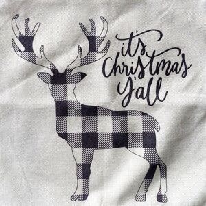 It's Christmas Y'all Plaid Reindeer 18"x18" Decorative Pillow Cover